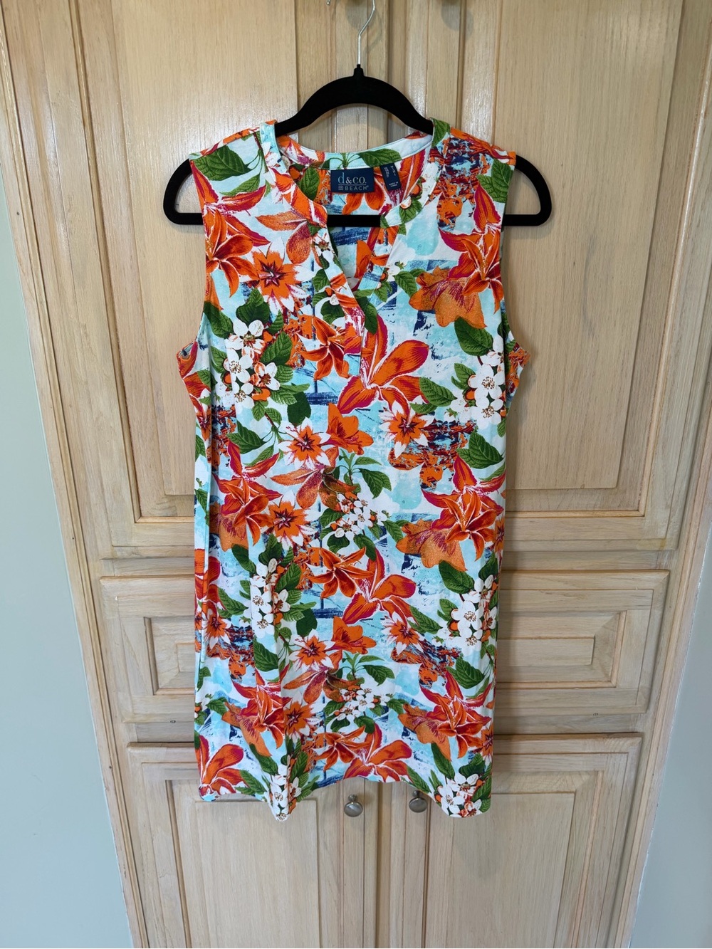 D&Co Beach Tropical Floral Shift Dress Size Large